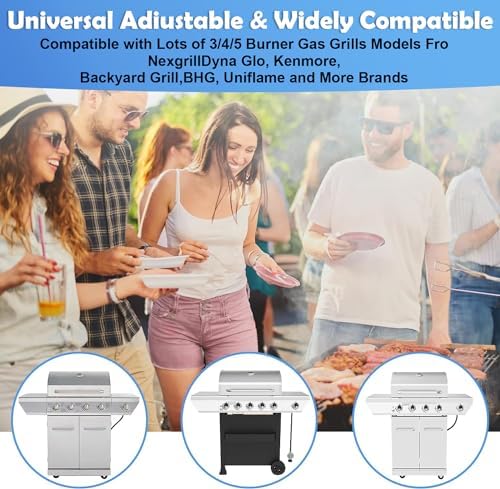 Grease Tray with Catch Pan and Foil Liner, Adjustable Drip Pan for 3/4/5 Gas Grill Models from Dyna Glo, Nexgrill, Expert Grill, Kenmore, Charbroil, BHG and More Grill Replacement Parts.