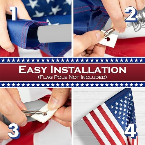American Flag 2.5x4 FT Pole Sleeve, American Flag sleeve style,Long Lasting US Flag, Heavy Duty Durable TearProof American Flag Sleeve, Embroidered Stars, Sewn Stripes,, UV Protection,Flags for Outside (Pole NOT Included)