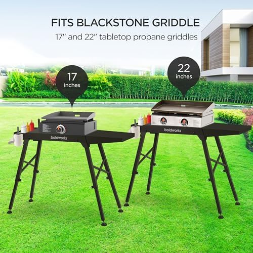 Griddle Stand for Blackstone Griddle Table Fits Blackstone Table Top Grill 17 Inch and 22 inch Portable with Folding and Height Adjustable Legs
