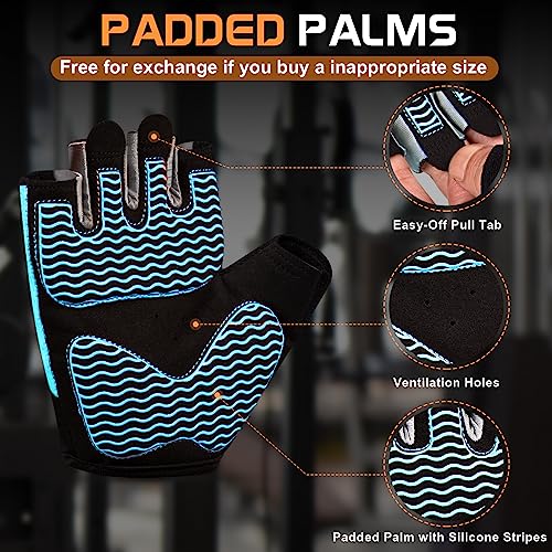 sunnex Gym Gloves, Workout Gloves, Fingerless Gloves for Weightlifting, Lightweight Breathable Fitness Gloves, Sports Gloves for Training Lifting Weight Cycling Climbing Rowing