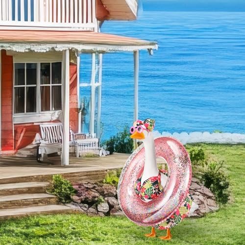 Bikini Porch Goose Outfits with Sunglasses and Swimming Tube for 23" Summer Goose Costume Garden Patio Statue Decor