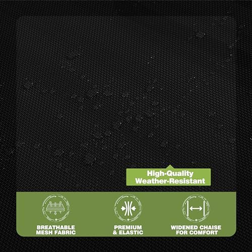 Foldable Chaise Lounge Chair with Detachable Pillow & Pocket, Outdoor Portable Tanning Chair with 4 Position Adjustable Back, Patio, Beach and Pool, Black