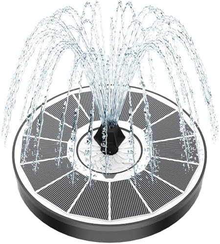 Solar Fountain White Flower, 3.5W Glass Bird Bath Fountains Solar Power No Battery with 4 Fixed Rods & 7 Nozzles, Solar Fountain Pump for Bird Bath, Pool, Garden, Outdoor, Pond