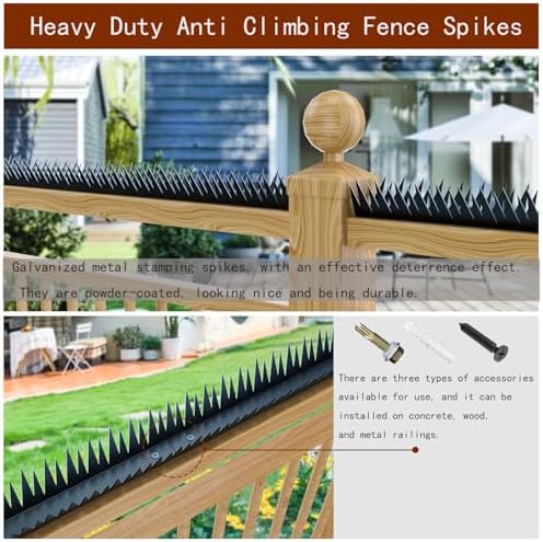 Anti Climb Fence Spikes Metal for Outdoor Walls, Garden Fences,Intruder Deterrent Fence Wall Spikes for Thieves and intruders,Roofs, Durable Home Security 6PCS(94.4 in )