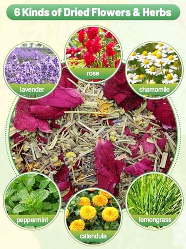 20 Oz Nesting Herbs for Chicken Coop - Natural Nesting Box Feed Herb in 6 Dried Flowers for Freshening Bedding Chicken Coop Dust Bath Increase Egg Production Great Gift