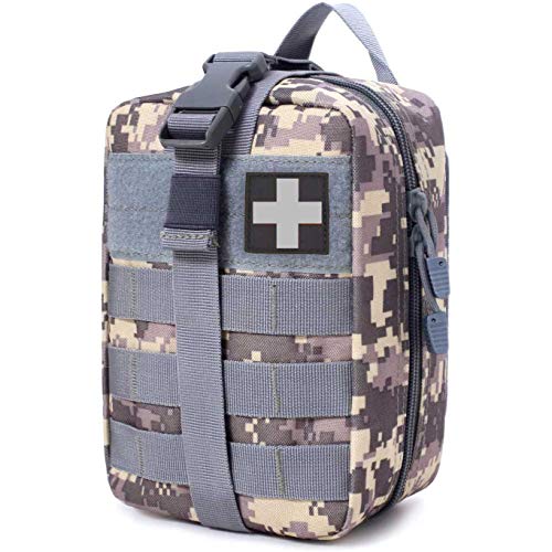 Molle First Aid Pouch Empty, Rip Away Medical Pouch, Molle Ifak Pouch, ACU Tactical EMT Pouches Bag Only for Hiking Camping