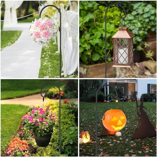 FEED GARDEN Adjustable 32 Inch Small Shepherds Hooks for Outdoor, Garden Hooks for Lanterns, Sheperds Hook for Hanging Plants, Bird Feeders, Solar Lights, Mason Jars, Weddings Decor,2 Pack