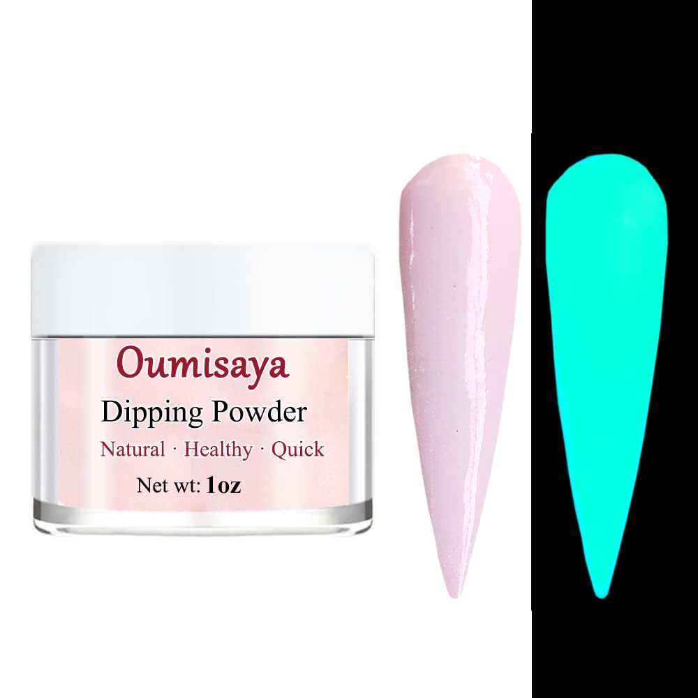 OUMISAYA Glow in the Dark Nail Dip Powder Light Pink Colors 1OZ GL082 for French Nail Art