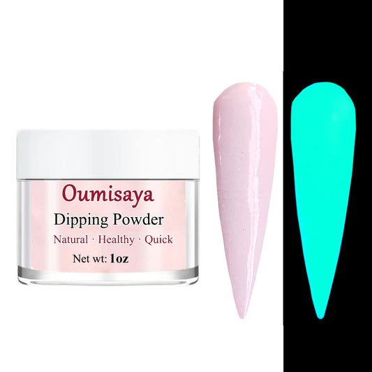 OUMISAYA Glow in the Dark Nail Dip Powder Light Pink Colors 1OZ GL082 for French Nail Art