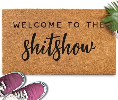 MAINEVENT Welcome to The Shitshow Doormat 30x17 Inch, Outdoor Welcome Mat for Front Door, Outdoor Door Mat for Outside Entry w/Non-Slip PVC Backing