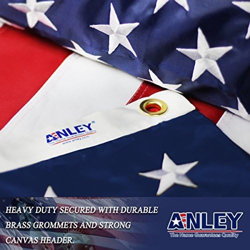 ANLEY EverStrong Series American US Flag 5x8 Foot Heavy Duty Nylon - Embroidered Stars and Sewn Stripes - 4 Rows of Lock Stitching - US National Banner Flags with Brass Grommets 5 X 8 Ft
