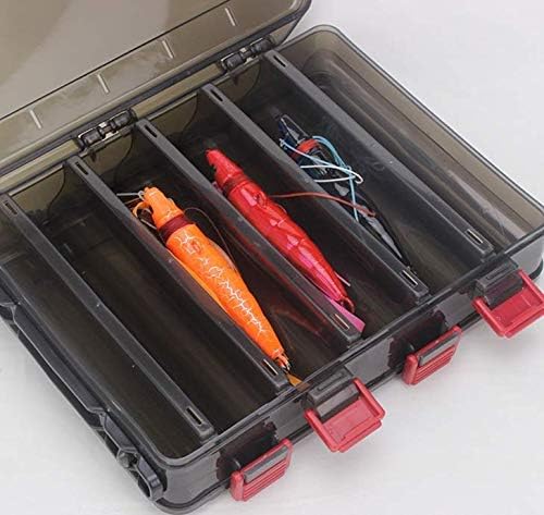 Double-Sided Fishing Lure Hook Tackle Box Visible Hard Plastic Clear Fishing Lure Bait Squid Jig Minnows Hooks Accessory Storage Case Container (Brown-10 Slots)