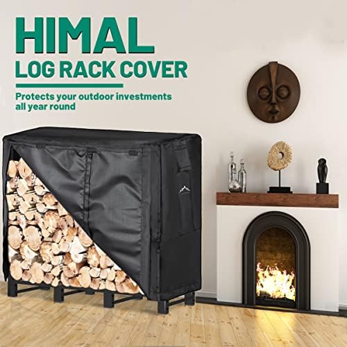 Himal 4ft Waterproof Firewood Cover, Heavy Duty 600D Oxford Outdoor Storage Wood Rack Cover with Buckle (Log Rack not Included)