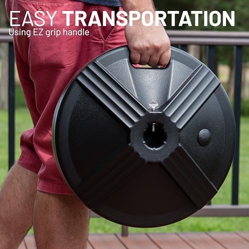 US Weight Durable Fillable Umbrella Base for Patio Table - 50 Pound Capacity Heavy Duty Adjustable Stand for Outdoor Umbrellas - Made in The USA