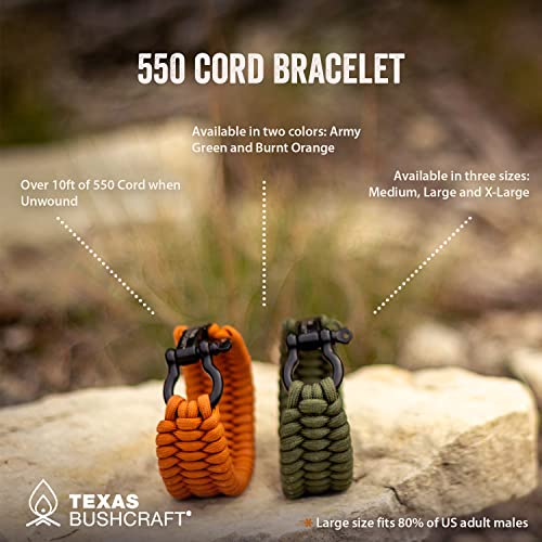 Texas Bushcraft Paracord Bracelet (Burnt Orange, M (6-7" wrist))