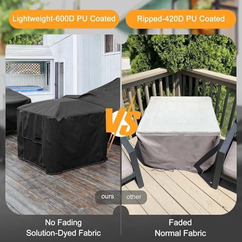 NettyPro Square Fire Pit Cover Fade Resiatant Waterproof Heavy Duty 600D Outdoor Patio Firepit Cover for Gas Propane Fire Pit Table, 36 x 36 x 24 Inch, Black