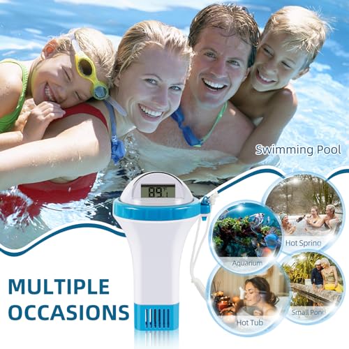 BlueBay Wireless Pool Thermometer,Floating Easy Read, Digital Pool Thermometer Set with Indoor/Water Temperature Monitor, IPX7 Waterproof, for Swimming Pools, Hot Tubs, Spa, Small Ponds, Aquariums