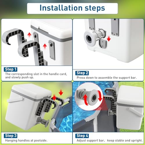 13.74 Qt Pool Cooler for Above Ground Pools, with 5 Ice Pack, Hard Cooler with Handle, Portable Above Ground Pool Accessories,Cans Keep Cold for 1-3 Days, Suitable for Poolside,Camping, Fishing