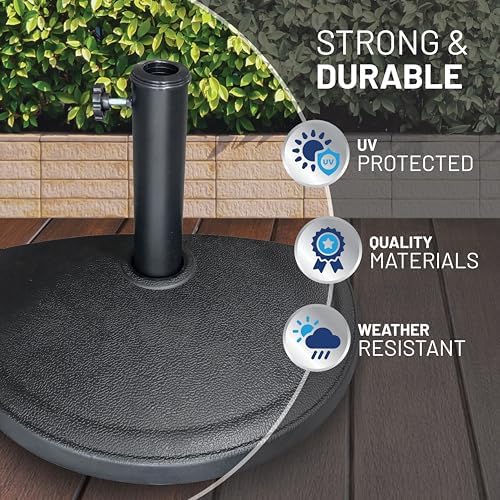 US Weight Half Round 20 lb Patio Umbrella Base - Adjustable Umbrella Stand for Posts up to 1.9 in - Sun and Weather Resistant - Half Round Design with Textured Surface
