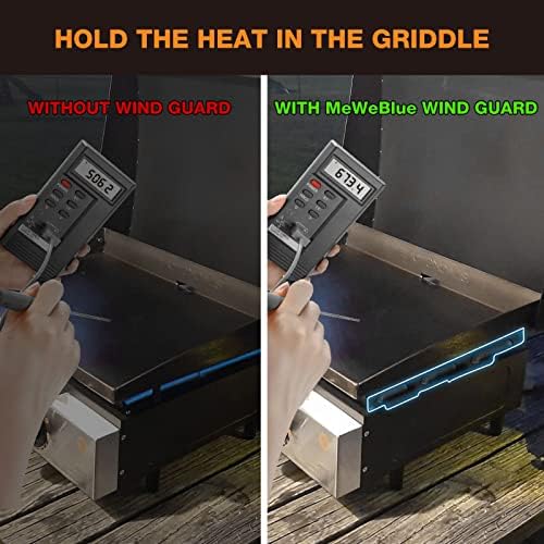 Wind Guards for Blackstone 17“ Griddle Accessories Fit for Blackstone Griddle Grill, MeWeBlue 5019 Magnetic Stainless Steel Wind Screens Protect Flame Hold Heat, Compatible with Hood, Black