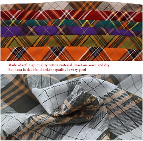 YUANKEXIANG Fall Bandana for Dogs 2 Pack - Christmas Pet Triangle Scarf Classic Plaid Reversible Bibs Kerchief Saliva Towel Set Pet Costume Accessories for Small Medium Large Dogs Cats