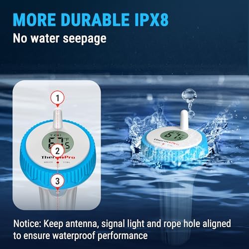 ThermoPro Digital Pool Thermometer Floating Easy Read, Large Size Water Thermometer for Cold Plunge, IPX8 Waterproof Water Temperature Monitor for Hot Tub/Ice Bath/Swimming Pool/SPA/Aquarium/Pond