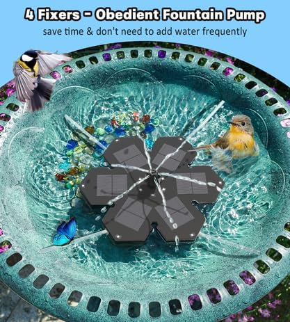 SZMP Solar Fountain 2025 Upgraded, 3.5W Snowflake Double Layer Colorful Lights, 2000mAh Battery 4 Fixes & 7 Nozzles, Solar Bird Bath Fountain for Garden Patio Pond Outdoor Décor