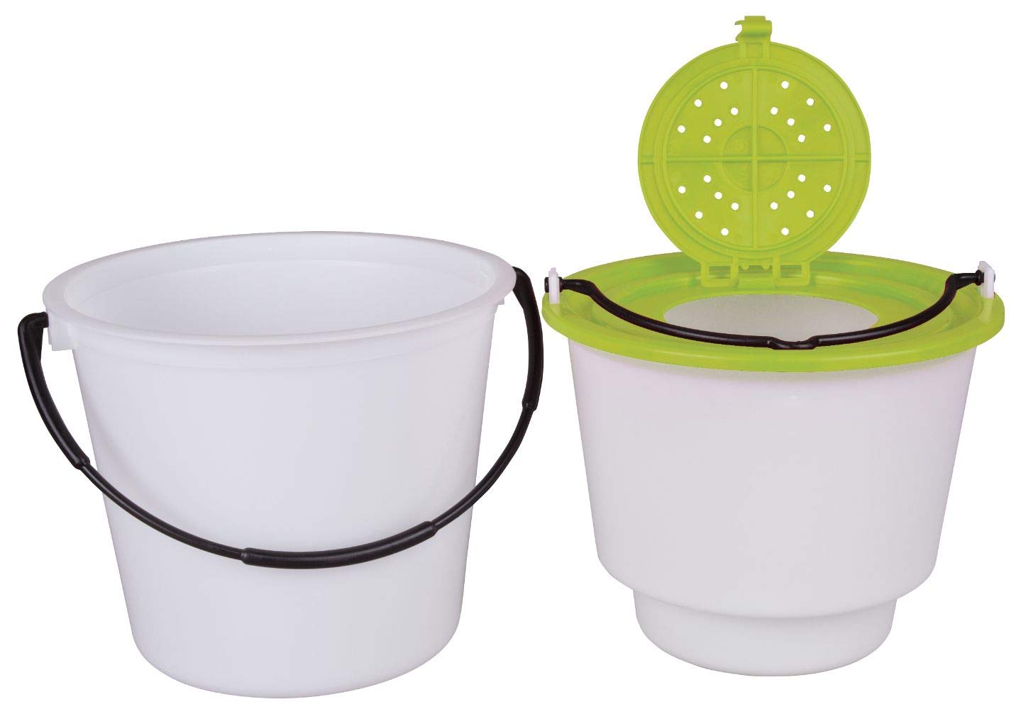 Flambeau Outdoors 6051BC 2-Piece 10 Qt. Minnow Bucket, Live Bait Fishing Storage, Lime Green/White