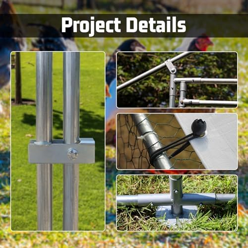 Large Metal Chicken Coop Chicken Pen with Water-Resident and Anti-UV Cover Walk-in Poultry Cage Chicken Runs for Yard with Cover Duck Rabbit Dog House Outdoor