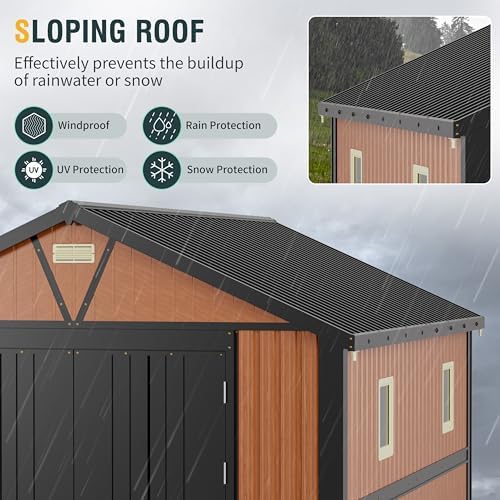 10x12 Ft Outdoor Storage Shed, Extra Large Metal Shed with Lockable Doors, 2 Windows, Outside Steel Tiny House Ideal for Garden, Backyard, Patio Utility, Tool Storage, Chicken Coops