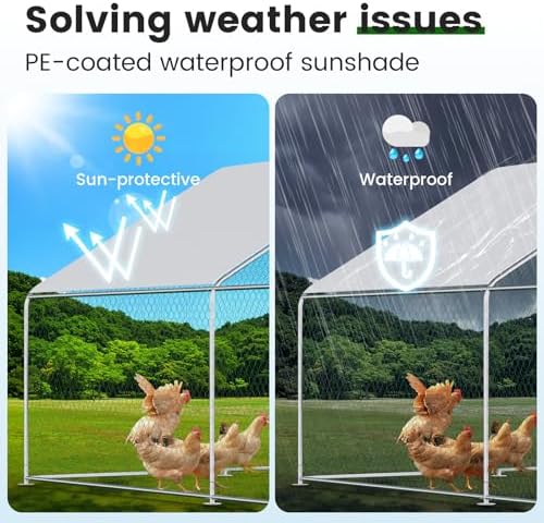 Chicken Coop Large Metal House Chickens Pen Outdoor for More Than Chickens Poultry Cage with Waterproof Cover for Rabbits Duck Walk-in Chicken Runs for Yard with Cover Outdoor