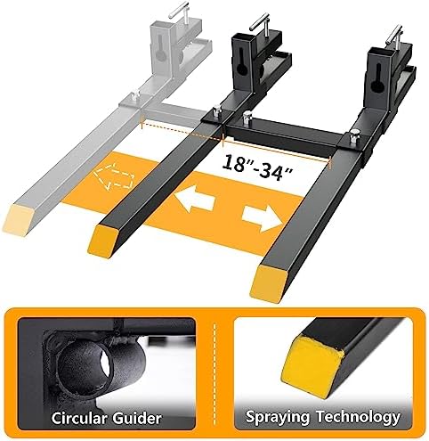YINTATECH 60" 4000lbs Clamp on Pallet Forks Heavy Duty Tractor Forks with Adjustable Stabilizer Bar Tractor Bucket Forks for Tractor Attachments, Skid Steer, Loader Bucket