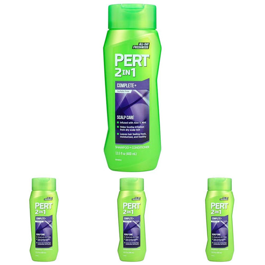 Pert 2 in 1 Complete Plus Scalp Care Shampoo and Conditioner - Itchy Scalp Treatment - Sulfate Free Shampoo and Conditioner for Healthy Hair - 13.5 oz (Pack of 4)
