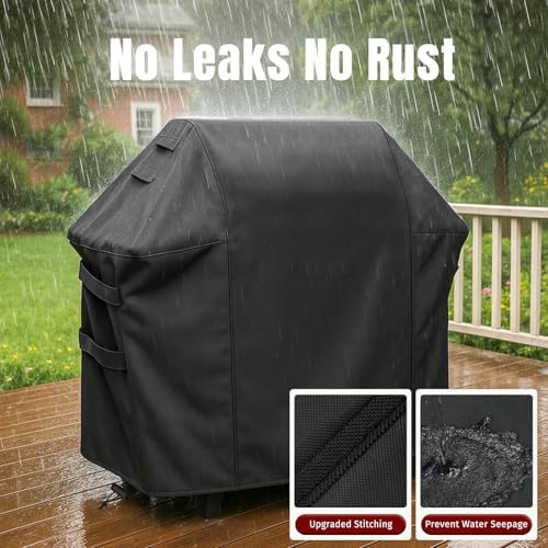 SHINESTAR Grill Cover for Weber Spirit 200/300 Series, Also Fits for Spirit II 300, Double Straps and Built-in Vents, Waterproof, 52-Inch, Black