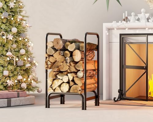 Fire Beauty Firewood Rack Log Holder,Log Storage Holder,Storage Rack,Firewood Stacker for Fireplace Indoor Outdoor(Small)