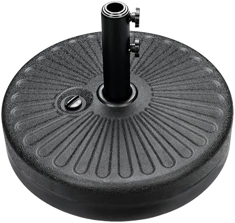 Simple Deluxe 50lbs 20" Capacity Fillable Patio Umbrella Round Base for Outdoor Lawn, Garden, Black