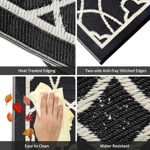 Pendolr Outdoor Rug Waterproof 6x9 ft Outdoor Carpet Patio Rug Mat Reversible RV Camping Rug Plastic Straw Rug Outside Outdoor Area Rug for Patio Deck Balcony Backyard Picnic Beach