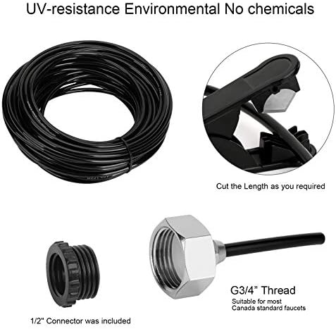 Misting Cooling System, DIY 65.6FT(20M) Misting Line +20 Brass Mist Nozzles+ a Brass Connector(3/4'') Outdoor Mister System for Patio Waterpark Garden Trampoline Greenhouse