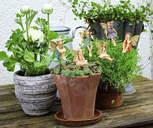 Fairy Garden Vintage Resin Fairy Figurines for Outdoor Garden Yard Lawn Supplies Home Decor Set of 6