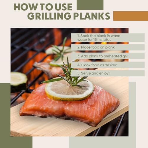 10 Pcs XL XXL Large Cedar Planks for Grilling Salmon Thicker Design Full Filet of Salmon Meat Fish and Veggies Adding Extra Smoke and Flavor Soaking Fast Easy to Use (15 x 5.5 Inches)