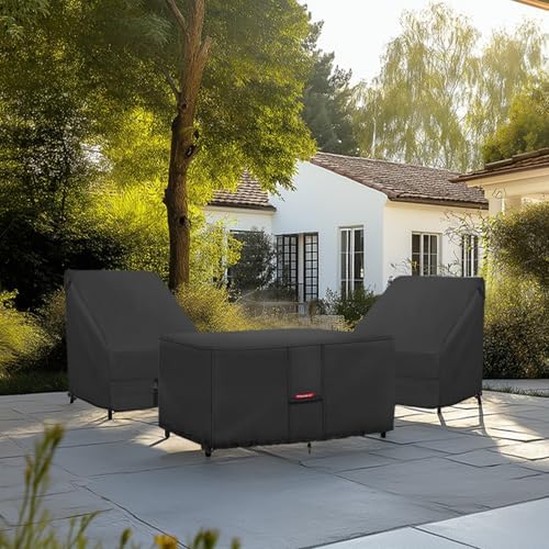 Porch Shield Patio Fire Pit Cover - Waterproof 600D Outdoor Rectangular Fire Table Cover Deck Box Protector - 48 x 28 inch, Black
