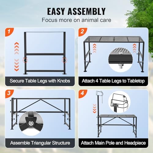 VEVOR Sturdy Sheep Stand - 51x23 inch Metal Livestock Trimming Stand, Adjustable Height 21" to 33", with Headpiece and Nose Loop, 500lbs Capacity, Ideal for Goats and Lambs, Black