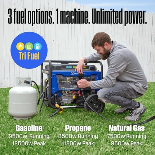 Westinghouse 12500 Peak Watt Tri-Fuel Home Backup Portable Generator, Remote Electric Start, Transfer Switch Ready, Gas, Propane, and Natural Gas Powered