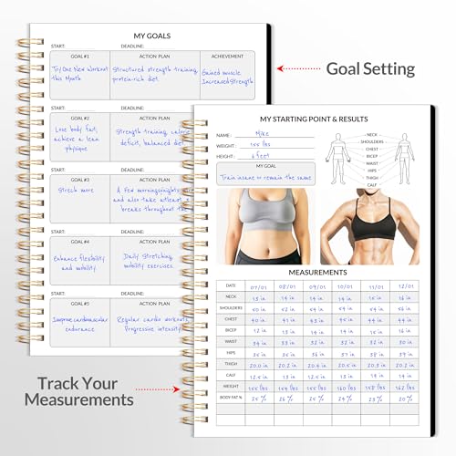 Fitness Journal Workout Planner, A5(6.4" x 8.3") Workout Journal & Log Book for Men & Women, Undated Fitness Workout Planner for Gym Essentials & Home Workouts, Track Progress & Achieve Goals, Black
