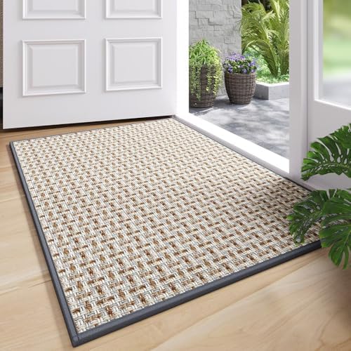 Door Mat Entrance 24"x35", Dirt Resistant and Absorbent, Non-Slip Rubber Backing Floor Mats, Easy Clean Low-Profile Doormat for Entryway, Front Door, Inside Entrance, Grey