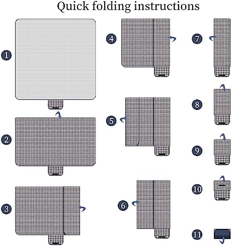Picnic Blanket Waterproof Beach Rug 80''x80'' Picnic Mat Washable Lightweight with Handle Navy Blue Checkered for Hiking Travelling Outdoor Camping,Parks