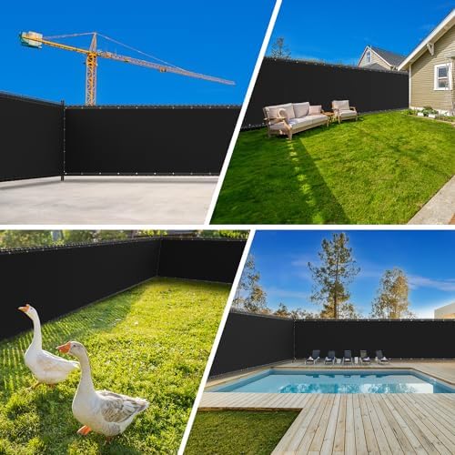 6X50FT Privacy Screen Fence, Heavy Duty Fencing Shade Cover, 170GSM 90% Blockage Mesh Shade Net for Wall Garden Yard Backyard (6 ft X 50 ft, Black)