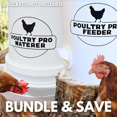 DIY Port PVC Gravity Fed Chicken Feeder 3 Ports and Hole Saw | Use for Buckets, Barrels, Bins, Troughs | Rain Proof, Weather Resistant, No Waste (Feeder and Waterer Bundle)