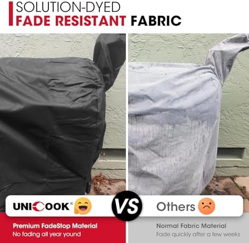Unicook Pellet Grill Cover Compatible with Traeger Pro 22 Series & Pro 575, Heavy Duty Waterproof BBQ Grill Cover, Weather Resistant Outdoor Wood Pellet Smoker Protector, Black