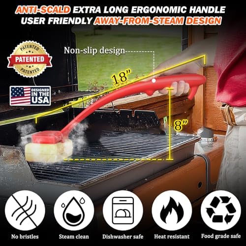 Grill Brush for Outdoor Grill, Bristle Free Steam Grill Brush with Scraper, BBQ Grilling Accessories BBQ Brush Non Metal Bristles, Grilling Accessories Fit Most Grills, Gifts for Men Dad Husband